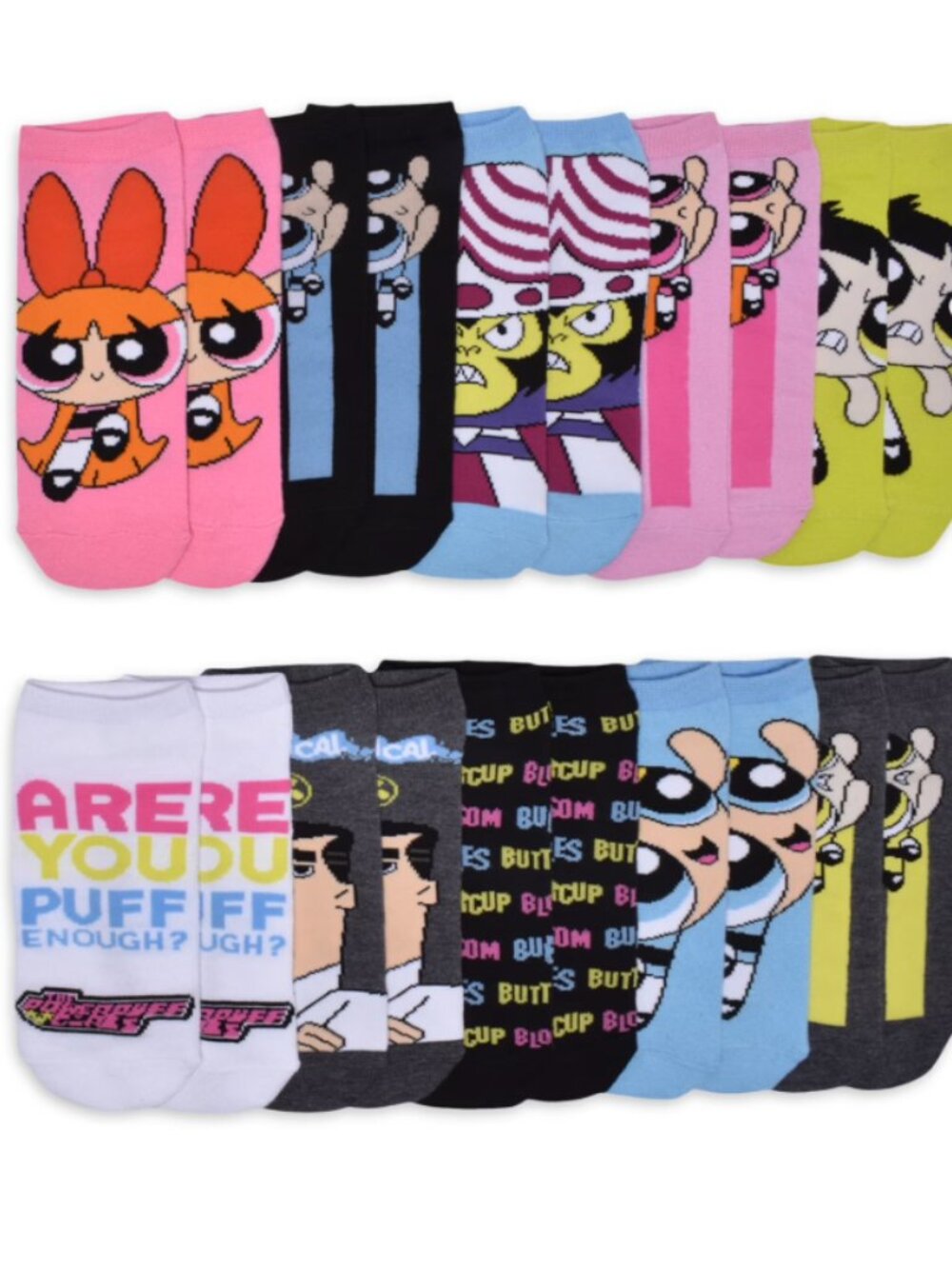 The Powerpuff Girls Womens 10-Pack Low-Cut Socks, Sock Size 4-10